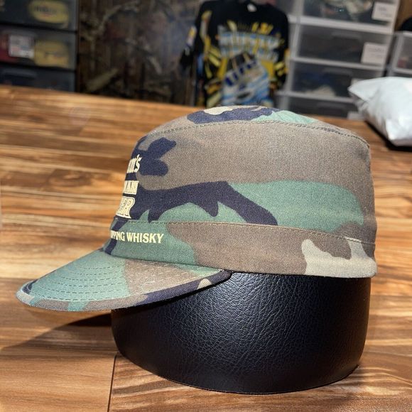 Vintage Seagram's Canadian Hunter Army Hat Camo Mellow Sipping Whiskey Cap M/L - Picture 3 of 10